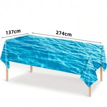 1 pieza Mantel de plástico con ola azul para fiesta de playa de verano, fiesta de playa, mantel para fiesta hawaiana, mantel impermeable para decoración de fiesta en la piscina (4 estilos)