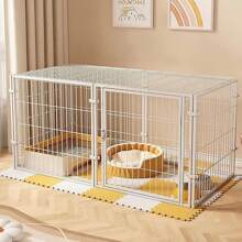 Aqwiopr 2 In 1 Pet Fence & Crate For Dogs & Cats, 1-Door, 23.6 In, Metal, Indoor - White - View 1