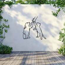 1 件独特的狗与猫之间的友谊金属墙饰 - 极简主义线条艺术，适用于现代家居装饰、创意动物雕塑、乔迁礼物、家居装饰、房间装饰、墙面装饰 - 黑色 - 查看 8