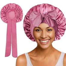 1pc Luxurious Satin & Silk Bonnet For Sleeping - Adjustable Comfort Fit With Tie Band - Unisex Night Hair Protection For Men & Women