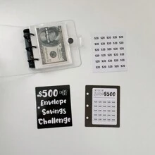 1pc 150/300/500/1000 Savings Challenge Binder - Mini Budget Binder With Cash Envelopes And Inserts, Convenient For Saving Money,Boho Vibes