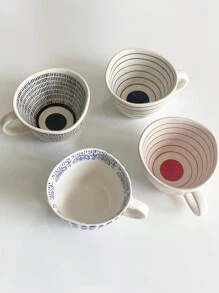 1 件手工制作的不对称陶瓷杯，带有蓝色条纹图案，非常适合燕麦粥、早晨咖啡和茶，适合返校 - 彩色 - 查看 8