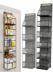 1/2件装 4/6层门后悬挂式收纳架，透明窗口化妆品收纳盒，大容量储物盒，适用于婴儿房、浴室、衣柜、卧室、宿舍，可存放婴儿尿布、儿童玩具、节日礼物 - 彩色 - 查看 10