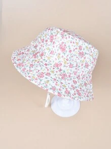 1 件儿童休闲碎花百搭户外太阳帽，适合春夏季 - 花朵 - 查看 3