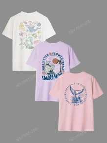 La nueva y simple camiseta de manga corta de cuello redondo de color gris oscuro de verano para mujer es elegante y multifuncional, adecuada para uso diario, vacaciones y ocio, y ropa de playa durante las vacaciones de primavera. Camisetas gráficas para mujer