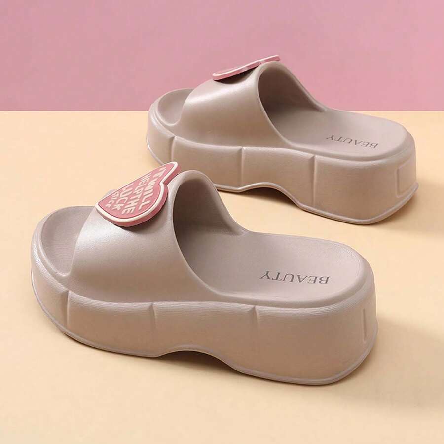2025 New Heart Shaped Slippers For Women, Fashion Thick Sole Elevated Indoor Outdoor Sandals