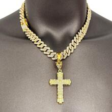 New Luxury Rhinestone Accented Double-Layer 3D Cross Pendant, Oversized Hiphop Style, Alloy-Plated, Vintage Personalized Creative, Suitable For Cuban Chain, High-End Fashion - Kayi-cross - View 16