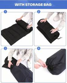 Cama de camping: Camas plegables de camping para adultos de doble capa 1200D Oxford - Camas plegables resistentes para camping, viajes, tiendas de campaña, días al aire libre y huéspedes en el hogar, con colchón, bolsa de transporte y 2 bolsillos - Negro - Ver 7