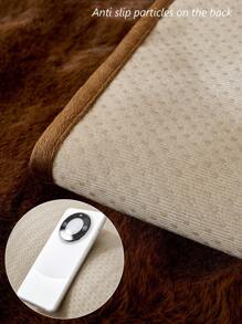 1pc Creamy Plush Rabbit Sofa Cushion, Thick Anti-Slip Sofa Cover, Suitable For Home Living Room Bedroom Office, All Seasons - Coffee Brown - View 10
