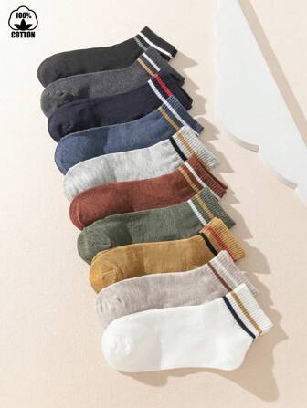 10 par barn & ungdom enfärgade atletiska bomullsstrumpor, sporttubstrumpor för studenter