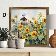 1/4 件浴室墙壁装饰木框印刷墙面艺术图片农舍墙壁艺术破旧别致的花篮艺术品既是礼物，也是墙壁装饰，可悬挂在办公室海报卧室餐厅厨房客厅