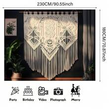 1 Pc Bohemian Style Lace Tapestry, Polyester Fiber Boho Wall Hanging Backdrop Banner, Indoor Outdoor Party Decor, Suitable For Celebration And Birthday Anniversary, Bohemian Style Decoration - Multicolor - View 6