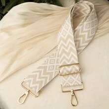 1 件米色几何图案织带，带可拆卸可调节宽度和金色金属配件，适用于相机包、斜挎包、手提包、旅行包、腰包、手机包作为替换带 - 送给妈妈、朋友、姐妹的理想礼物，适合周年纪念日、生日、感恩节、圣诞节 - 可手洗 - 米色 - 查看 4