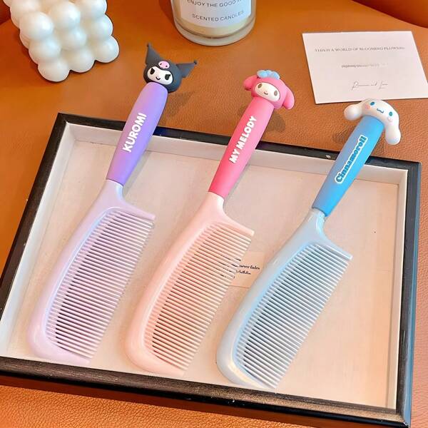 Sanrio [Best Seller] 1pc Sanrio Cute Cartoon Hair Brush, Suitable For Long Hair Students, Gentle On Scalp, Home Use, Women Ponytail Brush