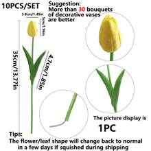 1/3/10/20 件优质人造花，真实触感郁金香花束，婚礼房间家居酒店派对活动情人节新年礼物的人造花 - 黃色 - 查看 3