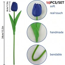 1/3/10/20 件优质人造花，真实触感郁金香花束，婚礼房间家居酒店派对活动情人节新年人造花
