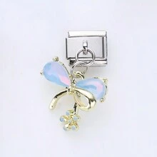 1PC Stainless Steel Italian Module Bracelet Components, With Colorful Stars, Butterflies, Bows, Flowers, And The Sun Pendant , DIY Making Jewelry For Bracelet Necklaces, Can Be Freely Matched With Different Styles - Italian Module - View 8