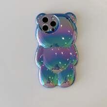 Cute Holographic 3D Bear Design Phone Case Compatible With Iphone 14 Pro Max, IPhone 13, 12Pro, 11