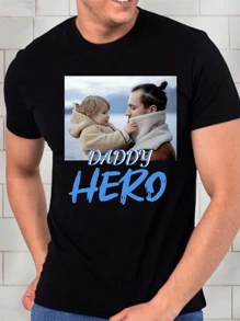 Customized Personalized Men's Printed Loose Short Sleeve T-Shirt -Add Your Text And Your Photo (For Family/Friend /Party/Team/ Boyfriend/Girlfriend/ Workwear/Pet/Couple Matching/Gifts) Family Gathering Uniform, Holiday Gift, Wedding Gift, Father's Day Gift, Best Friend Gift, Anniversary Gift, Valentine's Day Gift, Gift For Him
