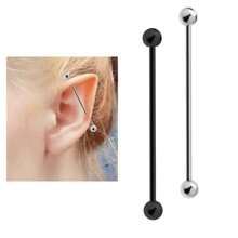 10 chiếc khuyên tai xỏ khuyên công nghiệp Punk bằng thép không gỉ 316L mạ vàng chân không, phù hợp cho cả nam và nữ, khuyên tai xỏ khuyên công nghiệp hình thanh tạ 38mm - Quả tạ công nghiệp Bông tai công nghiệp - Xem 4