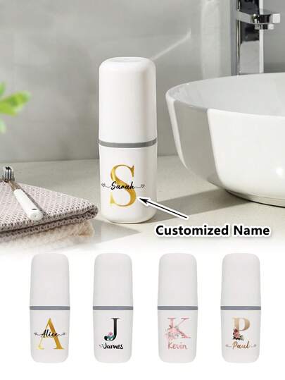 Customized Name Toothbrush Organizer Case Dustproof Toothbrush Cup Toiletries Storage Box Toothpaste Protect Cover Holder Portable Mouthwash Cup Ideal For Outdoor Travel Household Bathroom Accessories