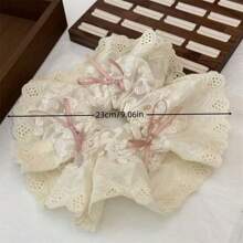 1 st. Strik Scrunchie, Schattig roze lint haarelastiekje voor dames, Balletstijl mesh borduurwerk, Romantische kant rand haarspeld, Elegante schattige knot haaraccessoire, Geschikt voor dagelijks leven, Vakantie, Feestdagen