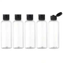 1/5pcs 75ml Refillable Transparent Plastic Bottles With Flip Cap, Portable Squeeze Travel Size Shampoo/Conditioner Containers - Clear - View 1