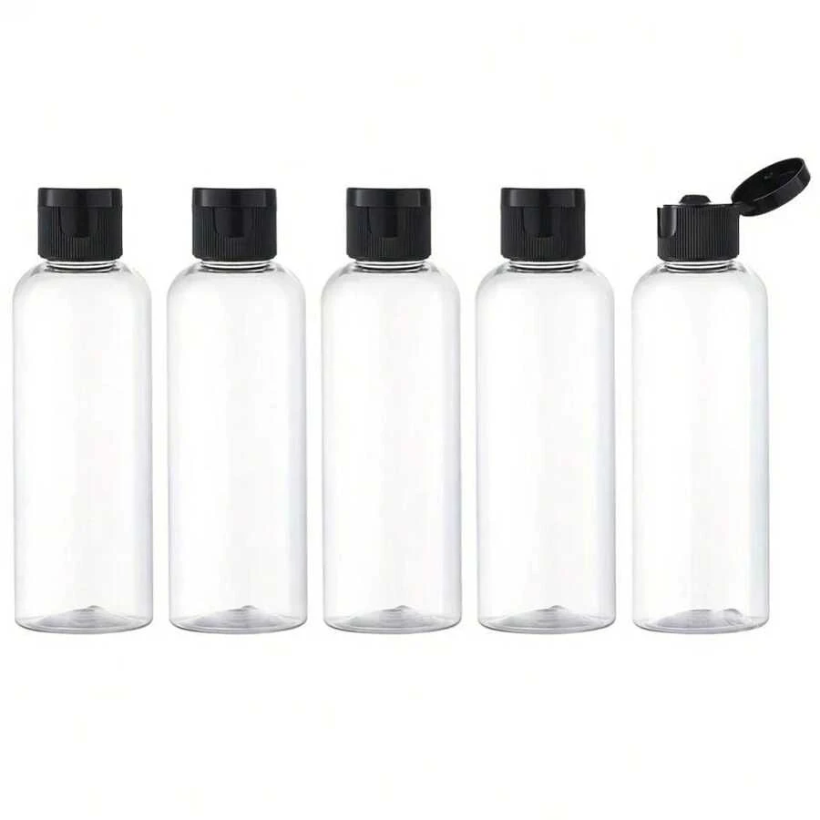 1/5pcs 75ml Refillable Transparent Plastic Bottles With Flip Cap, Portable Squeeze Travel Size Shampoo/Conditioner Containers - Clear - View 1