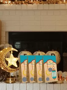 30 szt. torebek prezentowych z papieru Rama, świeże torby papierowe na błogosławieństwo Rama, małe pudełka papierowe na słodycze, pudełka na przekąski na przyjęcie, drukowane torby do pakowania ciasteczek, naklejki do kalendarza adwentowego, torby do pakowania prezentów Rama, artykuły dekoracyjne na przyjęcie