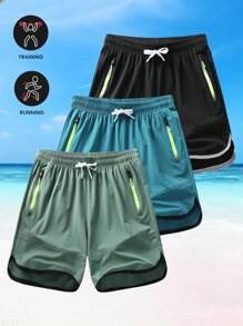 1pc Men's Casual Athletic Gym Running Shorts, Breathable Elastic Quick-Dry - Blue - View 6