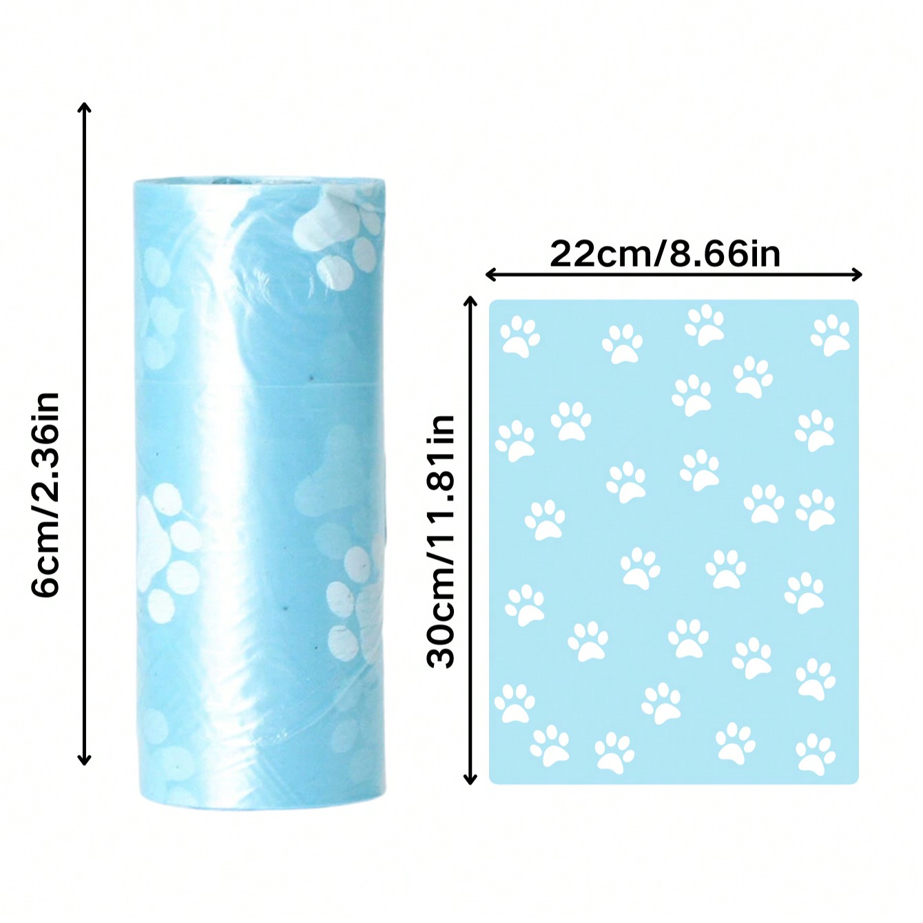 Piezas Bolsas de plástico para excremento de perro sin perfume, rollo de bolsas de desechos para mascotas a prueba de fugas para pasear a la mascota,