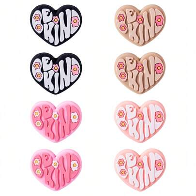 6/8/16颗心形硅胶珠，适用于笔，4种颜色可选，心形橡胶珠，花卉图案散珠，隔珠，用于制作珠宝、钥匙扣、手链、项链、挂绳、DIY工艺品