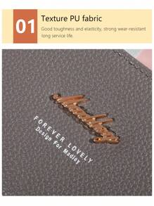 Classic Wallet - Large Capacity Clutch Wallet With Zipper 8 Card Slots & Multiple Compartments Elegant Wrist Strap Patchwork Color Block For Women Wallet Purse Wallet Long Wallet Wristlet Wallet - Grey - View 7