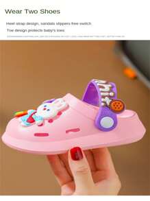 Kids Summer Lightweight Breathable Cartoon Pattern Sandals, Non-Slip Soft Bottom Slippers For Indoor/Outdoor Wear, Beach, Suitable For Toddler Girls/Boys - Pink - View 4