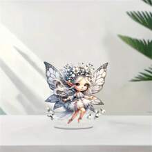 1 pièce Figurine en acrylique d'oiseau, de fée, de dinosaure - Décoration de table avec support, décoration acrylique 2D recto-verso, convient pour la maison et le bureau, statue polyvalente, cadeau de Noël parfait