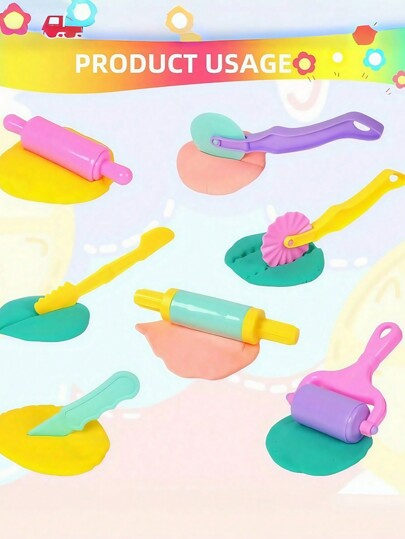 7/30 Stück Farbton-Werkzeug-Set, inklusive Plastik-Tiermesser und Zubehör, verschiedene Farben an Farbton-Basteleien, Basteleien, Ton-Prägesets mit Tier-/Blumen-/Buchstaben-Motiven, Plastik-Stempelwerkzeuge