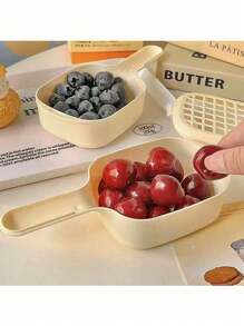 迷你水果沥水篮，新款清洗樱桃蓝莓工具，带手柄的家用厨房滤锅 - 彩色 - 查看 3