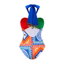 Women's 1-Piece Bohemian Style Geometric Print Swimsuit With Cover Up Pants