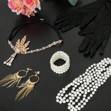 1920s European And American Retro Headband, Earrings, Bracelet, Necklace, Gloves Combination Set For Women, Party, Ball, Cocktail, Holiday Party Dress Accessories
