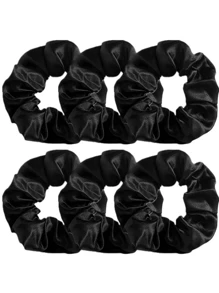 12件套女士缎面大小发圈套装，不伤发马尾发圈发绳，发圈，头饰发饰，健身运动跑步装备橡皮筋 - 黑色 - 查看 2