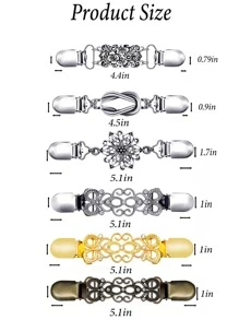 女士复古毛衣开衫领夹、腰带夹、衬衫胸针夹、金色、银色和古铜色花朵图案毛衣披肩夹 - 腰夹、腰带开衫夹围巾领子配饰夹和胸针夹，可作为服装礼品 - 披肩夾 - 查看 10
