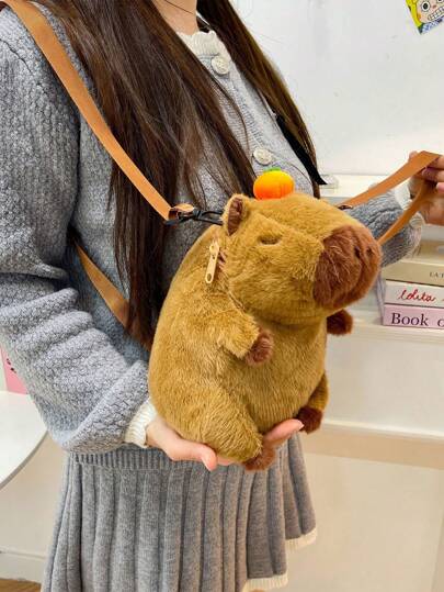 Christmas Decoration Capybara Plush Bag Cute Backpack Girl Kawaii Fashion Fur Handbag Plushie Shoulder Bag Mini Knapsack Bags Gifts For Girlfriend Crossbody Fluffy Bag Purses, Christmas Frog, Plush Frog, Capybara Gifts, Capybara, Capybara, Capybara Plush