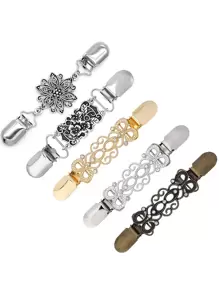 女士复古毛衣开衫领夹、腰带夹、衬衫胸针夹、金色、银色和古铜色花朵图案毛衣披肩夹 - 腰夹、腰带开衫夹围巾领子配饰夹和胸针夹，可作为服装礼品 - 披肩夾 - 查看 13