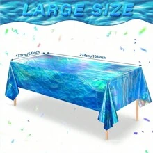 1 pieza Mantel de plástico con ola azul para fiesta de playa de verano, fiesta de playa, mantel para fiesta hawaiana, mantel impermeable para decoración de fiesta en la piscina (4 estilos)