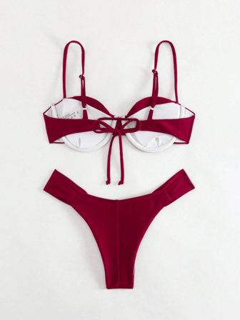 New Arrival Solid Color European And American Style Bikini Set, Vacation & Summer Beach