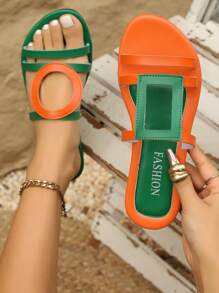 Women's Flat Sandals, Fashion Beach Slippers, Brown Ladies Sandals, Spring/Summer