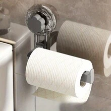 Wandgemonteerde toiletrolhouder - Zelfklevend, Geen boren vereist, Geschikt voor keuken en badkamer, Gemaakt van kunststof - Multifunctionele tissuerol en handdoekhouder