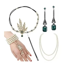 1920s European And American Retro Headband, Earrings, Bracelet, Necklace, Gloves Combination Set For Women, Party, Ball, Cocktail, Holiday Party Dress Accessories