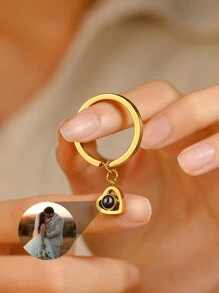 Móc khóa hình trái tim tùy chỉnh, móc khóa chiếu hình trái tim bằng thép không gỉ tích hợp ảnh, móc khóa chiếu ảnh cá nhân hóa hỗ trợ 100 ngôn ngữ, móc khóa kỷ niệm ảnh gia đình, quà tặng kỷ niệm gia đình, móc khóa ảnh tùy chỉnh cho Ngày Valentine - Móc khóa 4 - Xem 3