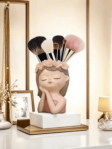 1pc New Nordic Abstract Face/Fairy Makeup Brush Storage Tube Dressing Table Desktop Eyeshadow Eyebrow Pencil Brush Pencil Holder Storage Rack (Multiple Styles To Choose From) - New Storage Rack - View 7